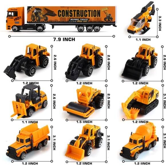 19 in 1 Construction Truck with Engineering Worker Toy Set - Picture 3 of 7